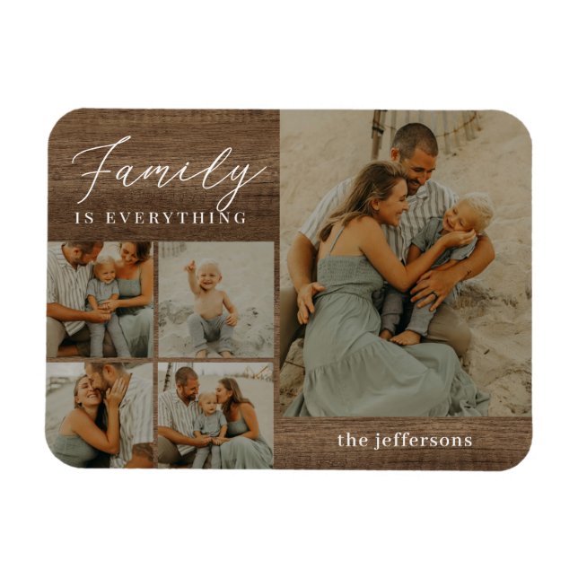 Family Collage Rustic Modern Personlig Magnet (Horisontell)