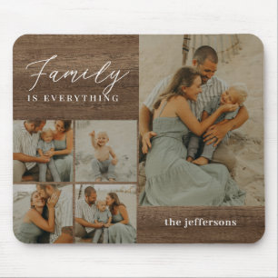 Family Collage Rustic Modern Personlig Mousepad Musmatta