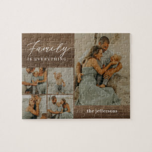 Family Collage Rustic Modern Personlig Puzzle Pussel