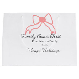Family comes first red bow family name holidays