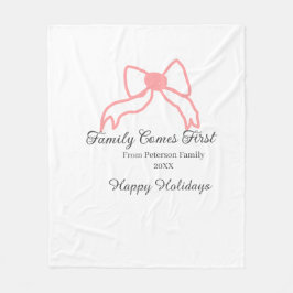 Family comes first red bow family name holidays fleecefilt