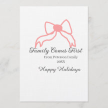 Family comes first red bow family name holidays