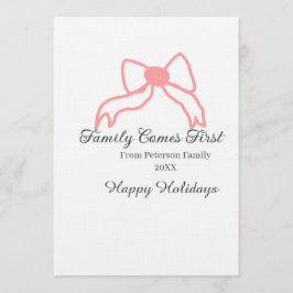 Family comes first red bow family name holidays inbjudningar