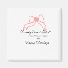 Family comes first red bow family name holidays magnet