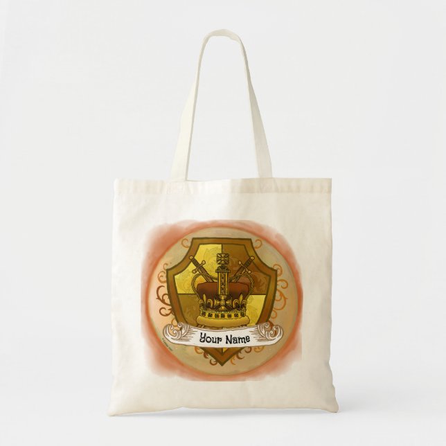Family Crest Krona Surname Tote Bag Tygkasse (Framsidan)