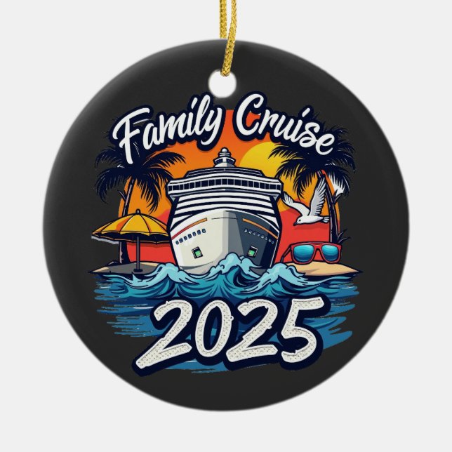 Family Cruise 2025 Family Matching Crew Frakt Julgransprydnad Keramik (Framsidan)