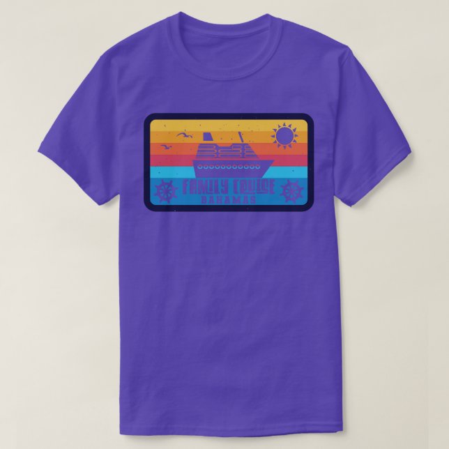 Family Cruise Bahamas Retro Stil T Shirt (Design framsida)