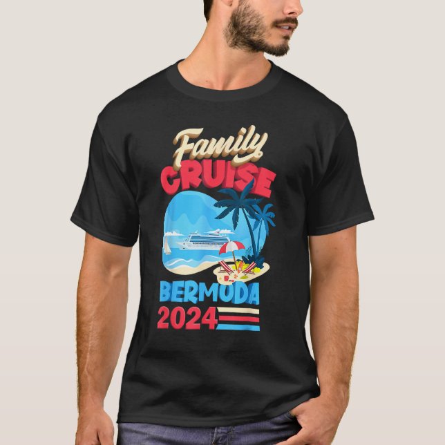 Family Cruise Bermuda 2024 Men Women Kids Cruising T Shirt (Framsida)