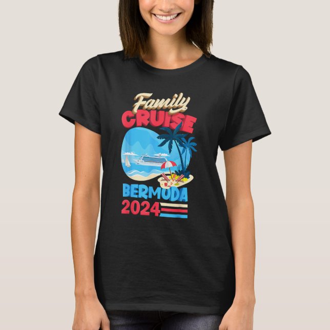 Family Cruise Bermuda 2024 Men Women Kids Cruising T Shirt (Framsida)