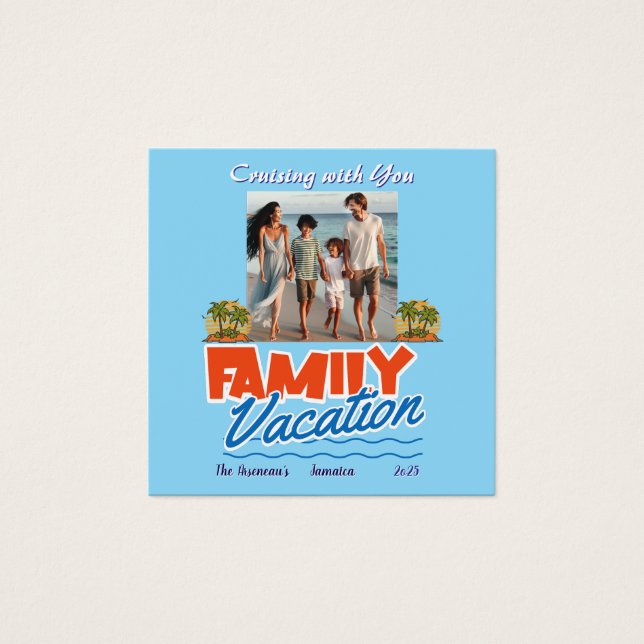 Family Cruise Blue Tropical Flexible Photo Magnet Fyrkantigt Visitkort (Framsida)