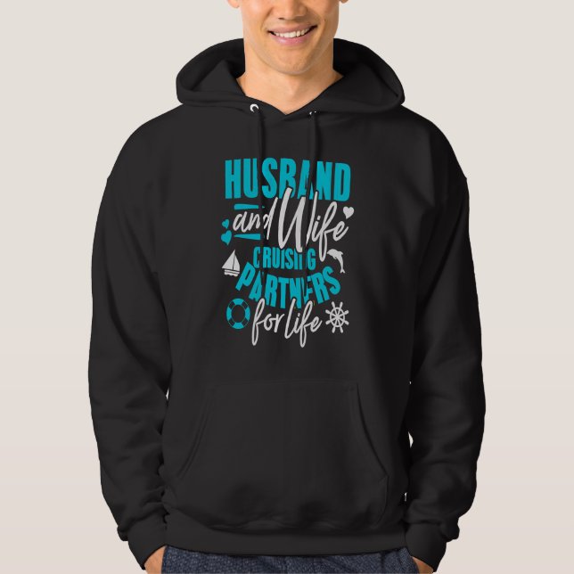 Family Cruise  Husband & Wife Cruising Vacation Co Hoodie (Framsida)