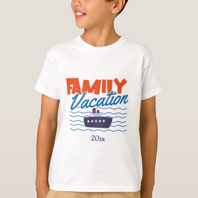  Family Cruise Kids Vacation Orange/Blue T Shirt (Framsida)