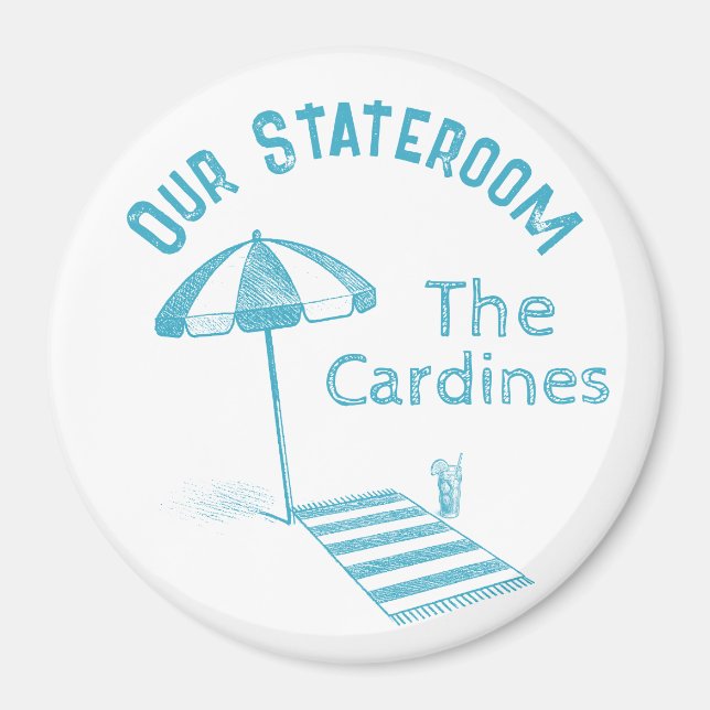 Family Cruise Stateroom Door Marker Beach Umbrella Magnet (Framsidan)