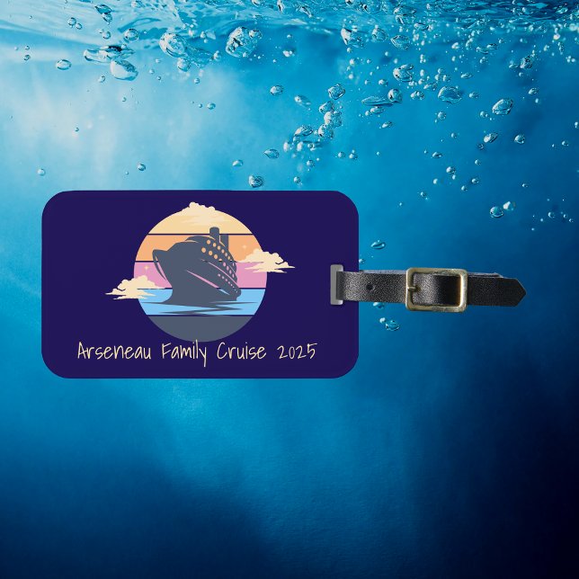 Family Cruise Sunset Personalize Bagagebricka (Skapare uppladdad)