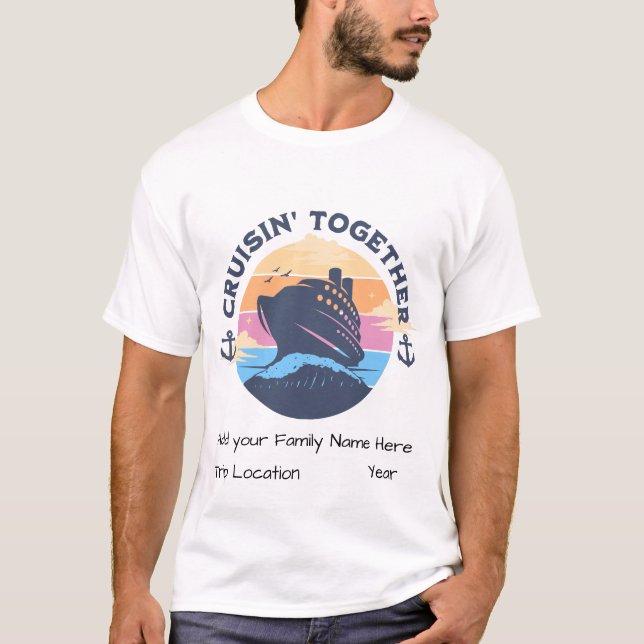 Family Cruise Sunset PERSONALIZE T Shirt (Framsida)