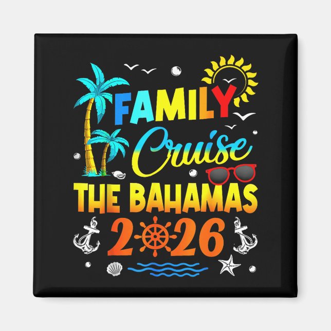 Family Cruise The Bahamas 2026 Summer Matching Vac Magnet (Framsidan)