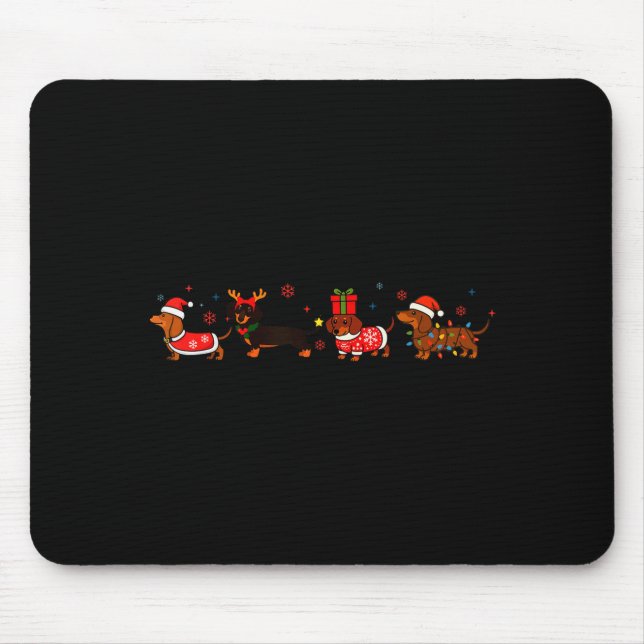 Family Dachshund Santa Sleigh Reindeer Snow Christ Musmatta (Framsidan)