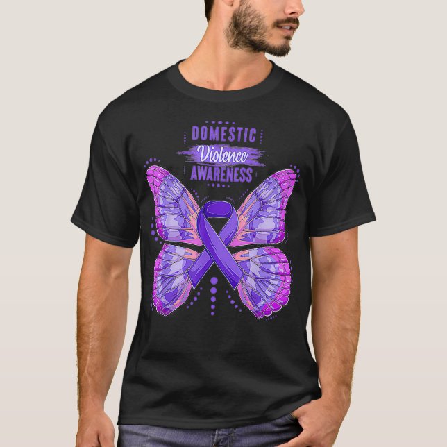 Family Domestic Violence Awareness Purple Ribbon b T Shirt (Framsida)