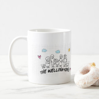 Family Doodle Cute Kids Hand Teckning Kaffemugg