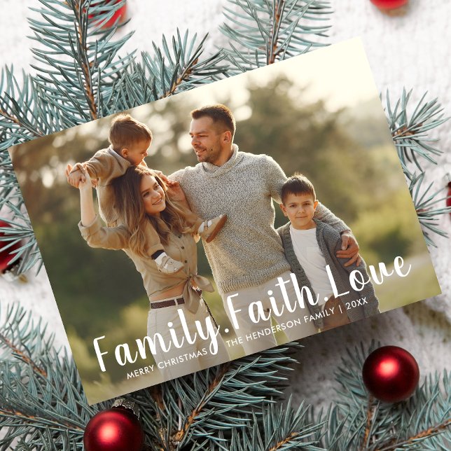 Family Faith Kärlek God jul Large Photo Julkort (Skapare uppladdad)