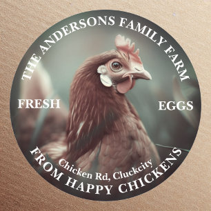 Family Farm Anpassningsbar Funny Chicken-fotomall Runt Klistermärke