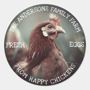 Family Farm Anpassningsbar Funny Chicken-fotomall Runt Klistermärke