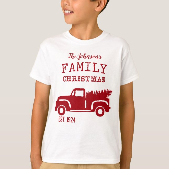Family Farm Lastbil Kids Red T Shirt (Framsida)
