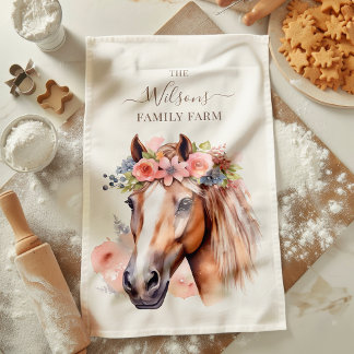 Family Farm Rustic Flower Crown Horse Kökshandduk