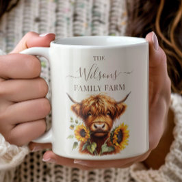 Family Farm Rustic Sunflower Highland Cow Kaffemugg