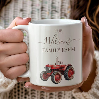 Family Farm Rustic Vintage Red Tractor Kaffemugg