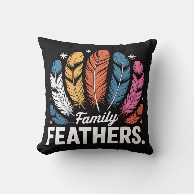 Family Feathers T-Shirt – Symbol of Love, Unity &  Kudde (Framsida)