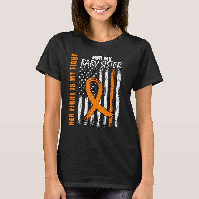 Family Fight Baby Sister Leukemia Awareness USA Fl T Shirt (Framsida)