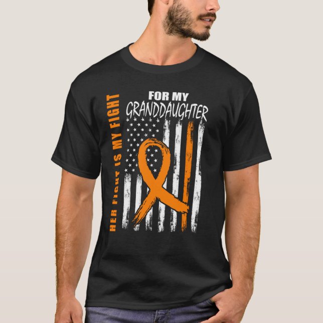 Family Fight Granddaughter Leukemia Awareness USA  T Shirt (Framsida)