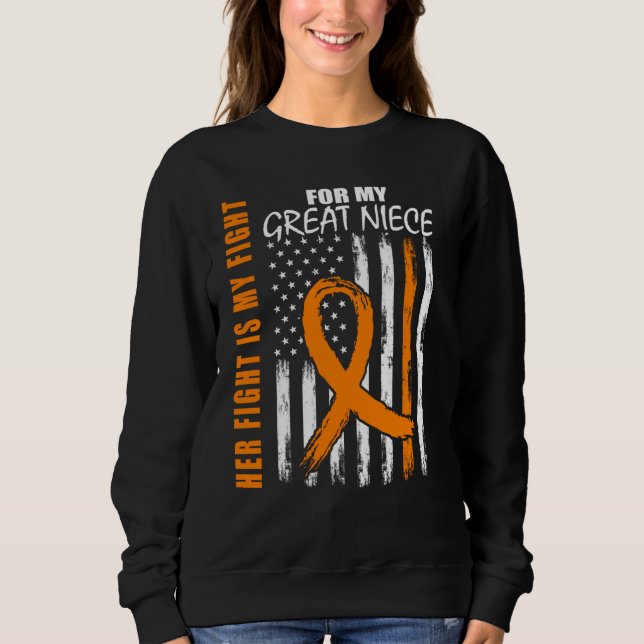 Family Fight Great Niece Leukemia Awareness USA Fl T Shirt (Framsida)