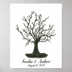Family Fingerprint Träd Guest Bok Poster