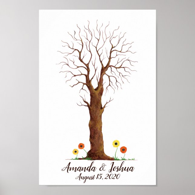 Family Fingerprint Träd Guest Bok Poster (Framsidan)
