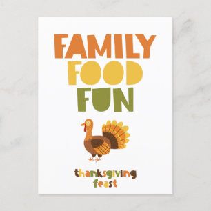 Family Food Roligt Turkey Thanksgiving Feast Invat Vykort