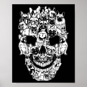 Family Fransk Bulldog Hund Skull Costume Halloween Poster