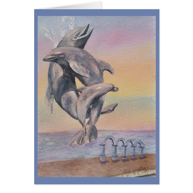 FAMILY FRIENDLY DOLPHIN STATUE HÄLSNINGSKORT (Framsidan)