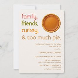 Family, Friends, Turkey, Pie Modern Thanksgiving Inbjudningar