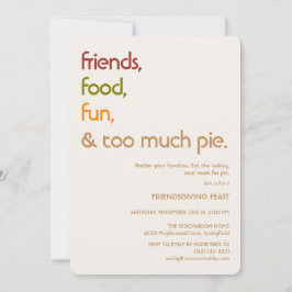 Family, Friends, Turkey, Pie Modern Thanksgiving Inbjudningar