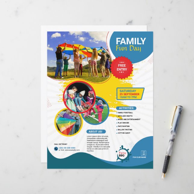 Family Fun Day Flyer Template (Fram/Back In Situ)