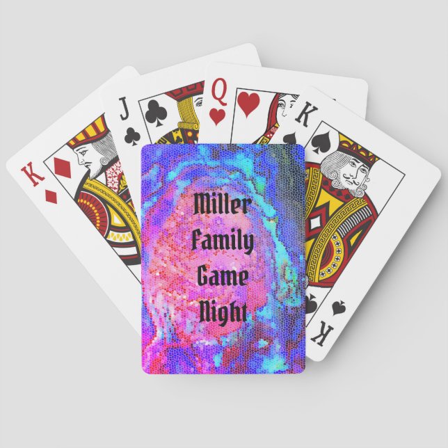 Family Game Night Vibrant Spiral Mosaic Casinokort (Baksidan)