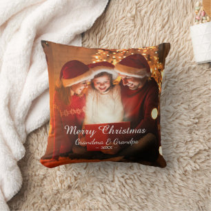 Family God jul Photo Grandma Grandpa Kudde