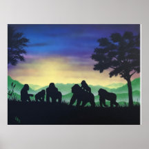 "Family" Gorilla Art-utskrift