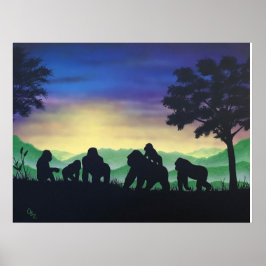 "Family" Gorilla Art-utskrift Poster