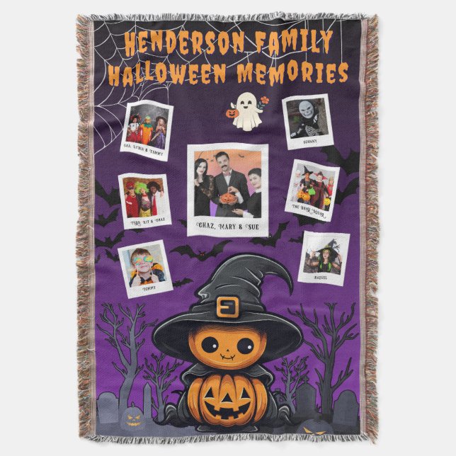 Family Halloween Memories Collage – Kid Witch Filt (Framsidan Vertikal)