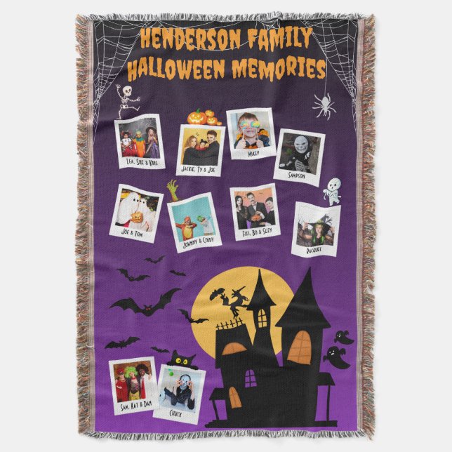 Family Halloween Memories Photo Collage Filt (Framsidan Vertikal)