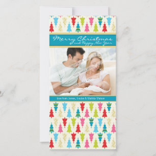 FAMILY HELGDAG PHOTOCARD: patternedxmastree 1P Julkort