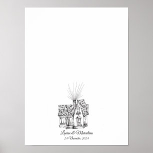 Family Home Fingerprint Bröllop Guest Bok Poster
